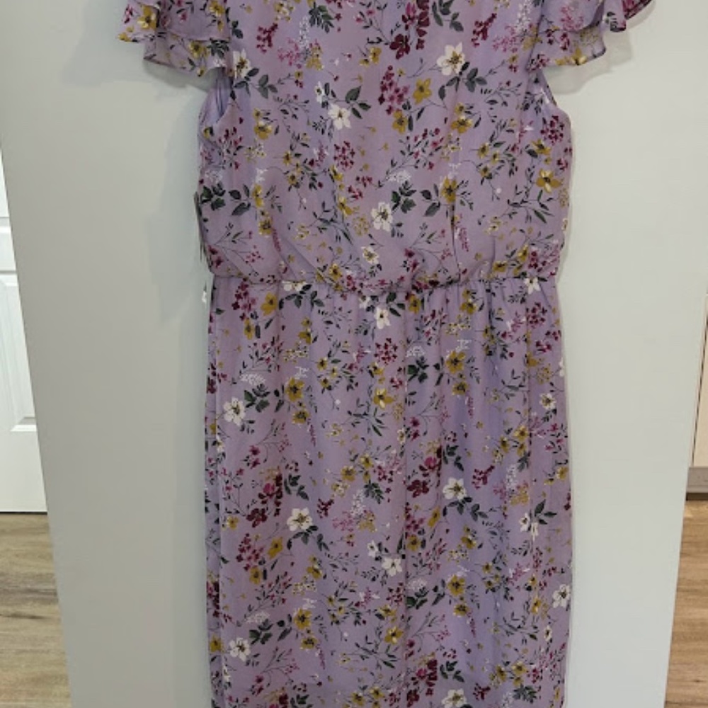 Perceptions Lavender Floral Midi Dress - Picture 6 of 8